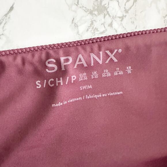 Spanx Pique Longline Flounce Swim Top & Shaping Cheeky Bikini Bottoms Size Small - Picture 7 of 15